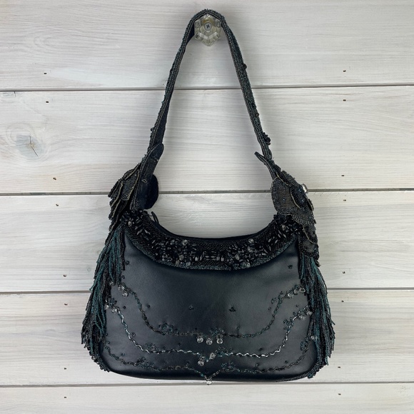 Mary Frances Blue Beaded Shoulder Bag Ladies Purse - Picture 1 of 8